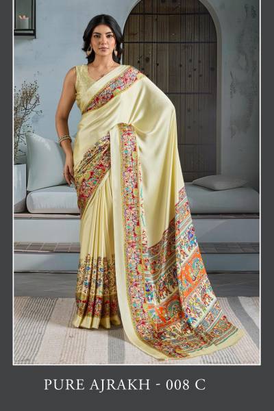 AJRAKH 0008 BY RAJTEX DESIGNER SATIN SAREE WHOLESALER IN INDIA